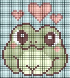 a cross stitch pattern with an image of a frog