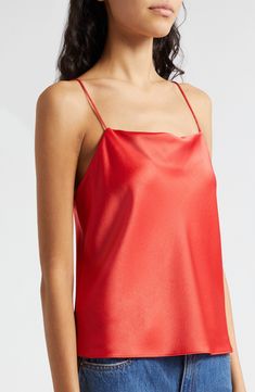 This slinky cami is crafted from rich satin with a drapey cowl neck. 22 1/2" length (size Medium) Cowl neck Spaghetti straps 75% triacetate, 25% polyester Dry clean Imported Satin Camisole, Alice Olivia, Cowl Neck, Poppies, Spaghetti Strap, Spaghetti, Top Brands, Dry Clean, Nordstrom