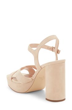 A towering heel and platform stylishly loft a strappy sandal finished with a squared toe for modernist appeal. 5" heel; 1" platform Textile upper and lining/leather sole Imported Peach Shake, Sandal Women, Strappy Sandals, Kate Spade New York, Platform Sandals, Nordstrom Rack, Womens Sandals, Kate Spade, Loft