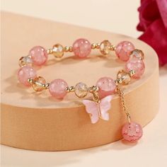 Super Cute Pink Butterfly Charm Beaded Bracelet Pink Marble Beads Are Just Gorgeous Diameter 2.2” Free Gift With Every Order Packages Ship Same Or Next Day All Prices Are Negotiable Smoke/Pet Free Home All Sales Are Final Stay Dreamy And Always Embrace Your Beautiful Xo Jaime Bundle And Save 20% Off 2 Items Or More With Other Items In My Closet Including Free People Lucky Brand Betsey Johnson Coach Michael Kors Kate Spade White House Black Market Loft Zara Nike Adidas Sweaty Betty Graphic Tees C Anting Manik, Girly Bracelets, Bead Decor, Pretty Jewelry Necklaces, Diy Bracelet Designs, Beads Bracelet Design, Jewelry Accessories Ideas, Girly Accessories, Classy Jewelry