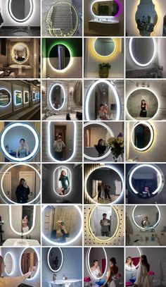 many different images of people taking pictures in mirrors