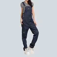 Introducing our cargo women's denim overall from the 2023 Autumn Collection ââ‚?the perfect embodiment of nostalgia and contemporary style!Why You Need TheseThese 90s-inspired denim overalls are crafted to channel your inner free-spirited fashionista. With a retro stonewashed look and a free fit. these overalls are sure to take you back in time with a fashionable twist. The unique details of these overalls make them stand out amongst the crowd. such as the cargo pockets. suspenders. and buttons Utility Denim Blue Jumpsuit With Side Pockets, Dark Wash Utility Denim Jumpsuit With Bib Front, Utility Style Dark Wash Denim Jumpsuit With Bib Front, Utility Denim Jumpsuit With Side Pockets, Casual Denim Cargo Jumpsuit, Casual Denim Cargo Style Jumpsuit, Casual Bib Front Overalls For Streetwear, Trendy Dark Wash Bib Front Overalls, Fall Relaxed Fit Shortalls With Pockets