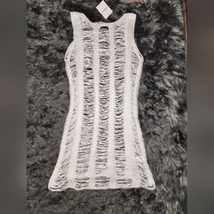 Nwt Forever 21 Knit Sheer Swim Cover Dress Sz M, White , Never Worn In Excellent Condition Knit Bodycon Mini Dress For Beach, Forever 21 White Mini Dress, White Knit Mini Dress For Beach, White Knit Mini Dress For Vacation, White Knit Mini Dress For The Beach, White Knit Mini Dress For Spring, Crochet Top Pattern, Swim Cover, Dress Cover