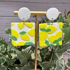 Description: Retro Lemons Polymer Clay Earrings Condition: Brand New! *These Earrings Are 100% Handmade * These Items Are Individually Made With Love By Me Details: Handmade Item Materials: Polymer Clay Hypo-Allergenic Stainless Steel Posts Includes Rubber Backs Color: Yellow Material: Polymer Clay Theme: Lemons/Lime Dimensions: 2" L X 1" W Style: Bohemian/ Vintage / Retro Care Instructions: Store Out Of Direct Sunlight And Keep Away From Water. It Is Not Recommended To Wear These Earrings In Or Polymer Clay Lemon, Lemon Earrings, Retro Earrings, Fruit Earrings, Vintage Style Earrings, Earrings Trendy, Evil Eye Earrings, Retro Earring, Best Fruits