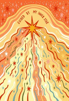 a christmas card with an illustration of a star above the words guided by my inner star