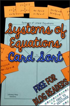 the systems of equations card sort with free printables for students to use on their notebook