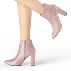 These stylish boots are made of a material that will be a big hit. They have an elasticated side zipper, sequin upper, and high-block heels for an added touch of style. They are great for parties, clubs, dating, daily, and going out. These boots are eye-catching, so just pair them with your skirts or skinny jeans to create a stylish, fashionable look. Ankle-high Party Boots With Zipper Closure, Party High Ankle Heeled Boots With Zipper, Glamorous High Heel Boots With Zipper Closure, High Ankle Heeled Boots With Zipper For Party, Fall Party Heeled Boots With Zipper Closure, Party Heeled Boots With Zipper And Round Toe, Party Boots With Zipper Closure And Round Toe, Party Heeled Boots With Zipper Closure, Party Ankle Boots With Zipper Closure