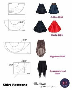 the skirt pattern is shown with instructions to make it