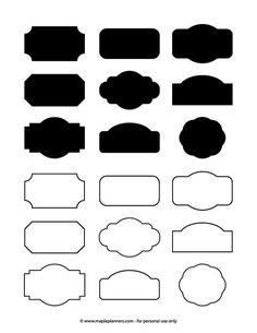 the silhouettes of different shapes and sizes are shown in black on a white background