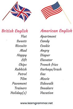 the british and american flags are shown in this language, which is used to describe different countries