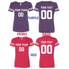 FRONT and BACK CUSTOMIZED FOOTBALL TEE SHIRT - FAN JERSEY Please Let Us Know Your Front and Back Custom Clearly When you place your order, Leave a CUSTOMER NOTE about customization. Exp: Front Text: TEAM A Front Number: 25 Back Text: JOHN Back Number: 25 Front number size: 5 inches high Back Number size :8 inches high Text size max 13 inches long PLEASE SEE THE PRODUCT PICTURES BEFORE ORDER Our Navy Color is VINTAGE NAVY (Greyish Navy) If you have any other customization idea, please share with Purple College T-shirt With Team Name, Varsity Crew Neck T-shirt For Team Events, Purple Sports Top With Letter Print, Varsity T-shirt For Football Season Team Events, Purple Crew Neck Top For Sports Events, Purple Crew Neck Top With Team Name, Sporty Purple T-shirt With Team Name, Red Tops With Name Print For Sports Events, Varsity T-shirt With Name Print For Sports Events