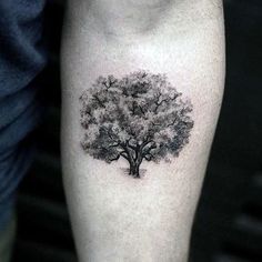 a man's arm with a tree tattoo on it