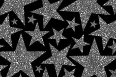 black and white stars on a silver glitter background