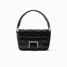 Zara Quilted Buckle Crossbody Bag Brand New Black Top Handle Shoulder Bag With Buckle Closure, Black Flap Bag With Single Shoulder Strap, Black Shoulder Bag With Buckle Closure For Evening, Black Shoulder Bag With Buckle For Evening, Black Evening Shoulder Bag With Buckle Closure, Black Top Handle Bag With Buckle Closure, Black Satchel Flap Bag With Single Shoulder Strap, Chic Bags With Buckle Closure And Double Handle, Black Square Baguette Bag With Detachable Strap