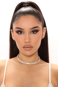 Available In Gold. Choker Necklace Rhinestone Detail Memory Wire Imported | Happy Gal Choker Necklace in Gold by Fashion Nova Kalung Choker, Party Eye Makeup, Face Cap, Shiny Makeup, Party Eyes, Eye Brows, Selfie Inspo, Dewy Makeup, Matte Makeup