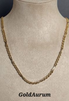 Details: 18kt Gold length: 50cm weight: 16 grams width~4.3mm 18k Solid Gold Rope Chain Necklace, 18k Real gold.  The whole necklace is made of 18k solid gold with the 18k or 750 marks on the prove of authenticity. A beautiful 18k gold necklace is perfect for every occasion. It is elegant and affordable gift for friends and loved ones. It is stylish, pretty and eye-catching. This necklace shows high quality hand work. Made with high quality materials. Gold chain stamped 750 18k gold. 100% Real solid gold. Special Note to our customers: Your experience as our customer is what we value most. Quality warranty-on all our custom jewelry. ----------------------------------------------------------- ✔ Ethically sourced and 100% genuine. ✔ Guaranteed quality of our accent stones  ✔ Best Price & Serv 14k Gold Link Chain Necklace, 14k Gold Hallmarked Link Chain Necklace, Hallmarked Yellow Gold Link Chain Necklace, Luxury Figaro Chain Necklace For Anniversary, Yellow Gold Figaro Chain Necklace For Anniversary, Figaro Link Chain Necklace For Anniversary, Real Gold Chains, Necklace Gold Chain, Real Gold Jewelry