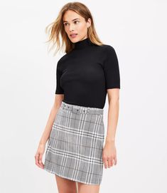 Plaid Belted Mini Skirt Fall Season Belted Mini Skirt, Belted Mini Skirt For Work, Casual Mini Skirt With Belt For Work, Trendy Belted Workwear Skirt, Trendy Belted Skirt For Work, Fall Skirt With Belt Detail, Trendy Workwear Skirt With Belt, Trendy Belted Mini Skirt For Fall, Fall Belted Mini Skirt