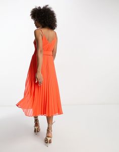 Dresses by ASOS DESIGN It's a whole mood V-neck Adjustable straps Belted waist Regular fit Orange Belted Summer Dress, Chic Orange V-neck Midi Dress, Sleeveless Orange Midi Dress For Date Night, Orange Midi Dress With Spaghetti Straps For Spring, Orange Sleeveless Midi Dress For Date Night, Spring Orange Midi Dress With Spaghetti Straps, Orange Pleated Sleeveless Midi Dress, Orange Pleated Midi Dress For Spring, Chic Orange Pleated Midi Dress