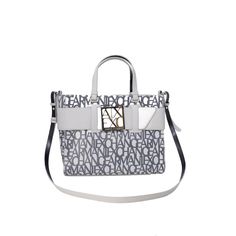 Brand: Armani Exchange Gender: Women Type: Bags Season: Fall/Winter PRODUCT DETAIL • Color: grey • Pattern: print • Fastening: with zip • Size (cm): 24x31x16 • Details: -handbag -with shoulder strap COMPOSITION AND MATERIAL • Composition: -100% polyester -100% polyurethane Designer Gray Bags For Daily Use, Designer Gray Rectangular Shoulder Bag, Chic Satchel With Logo For Daily Use, Chic Satchel With Logo For Shopping, Designer Gray Tote Bag, Luxury Gray Bag With Removable Pouch, Chic Daily-use Satchel With Logo, Chic Daily Use Satchel With Logo, Gray Double Handle Satchel