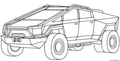 an suv with four wheels on it is outlined in the shape of a coloring page