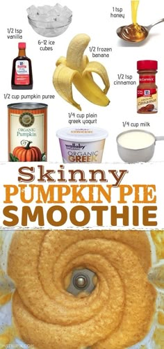 the ingredients for pumpkin pie are shown in this image, including bananas and other items