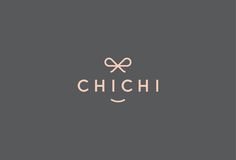 the word chi chi is written in pink on a gray background with a bow around it