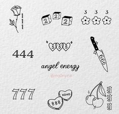 the numbers and symbols are drawn in black ink on white paper, which reads angel energy