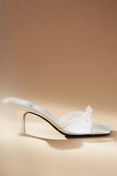 Jeffrey Campbell Sweet-On-U Kitten Heels | Anthropologie Summer White Heels With Satin Bow, Summer Heels With Bow And Square Toe, Party Heels With Bow And Square Toe, White Heels Wedding, Upcoming Fashion Trends, Pink Quince, Cute Homecoming Dresses, White Kitten, Kitten Heel Shoes