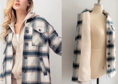 "Please check our US number size regarding our S/M/L: Small (US 2-4), Medium (4-6), Large (8-10) Cozy Oversized Plaid Shacket. Flannel with Sherpa Lined Body. Pockets open, chest pockets also open. Button Cuff Sleeves. Warm and comfortable. Plaid, Teal Cream, Dark Teal with hints of Orange over Cream please check other listings for more colors. Button-down silhouette makes for easy wear and layering Pairs easily with any outfit Model is Wearing Size Small. Model: 5'9\" 32B bust, 25\" waist, and Plaid Flannel Shacket For Winter, Cozy Flannel Outerwear For Winter, Cozy Flannel Winter Outerwear, Oversized Plaid Shacket For Winter, Plaid Shacket With Pockets For Cold Weather, Trendy Flannel Winter Outerwear, Trendy Winter Flannel Outerwear, Womens Flannel Jacket, Plaid Shacket