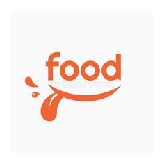 an orange food logo with the word food on it and drops of water royalty illustration