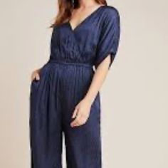 New With Tags $150 Navy Jumpsuit By Maeve For Anthropologie, Size Medium. Navy Jumpsuit, Anthropologie Pants, Anthropologie Dresses, Anthropologie, Colorful Dresses, Color Blue, Jumpsuit, Blue Color, Relaxed Fit