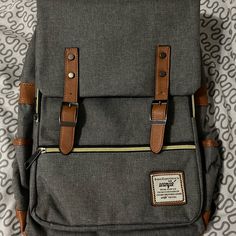 Brand New Book Bag. Gray School Bag With Adjustable Strap, Gray School Bag For Back To School, Gray Back-to-school Bag, Retro Bags With Zipper Closure For Back To School, Casual Gray Satchel For Travel, Gray Casual Travel Satchel, Gray Satchel Backpack For Daily Use, Trendy Gray Rectangular Backpack, Trendy Rectangular Gray Backpack