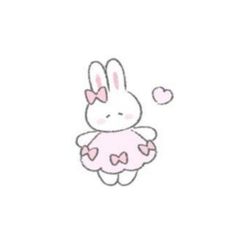 a drawing of a bunny in a pink dress with hearts on it's chest