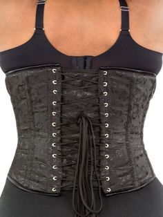 The CS-345 steel boned corset will work for a variety of shapes and figures. This waist training corset has 16 flat and spiral steel bones for powerful cinching and support in beautiful black brocade. The CS-345 will give you plenty of curve but does not require the ample hip needed to fill out our traditional longline. The long back helps both provide optimal support and relieve back bulge at the bra line. The contoured bustline creates a beautiful and feminine silhouette but hugs the underbust Orchard Corset, Brocade Corset, Corset Training, Waist Trainers, Steel Boned Corsets, Waist Training Corset, Underbust Corset, Waist Training, Long Torso