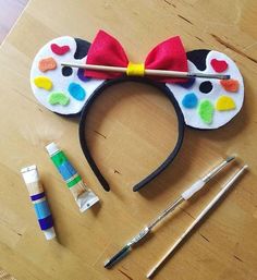 the mickey mouse ears have been made to look like it is being used for crafts