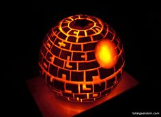 a carved pumpkin sitting on top of a table