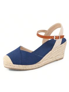 Women Platform Sandals Summer Buckle Ankle Strap Espadrilles Wedge Sandals Elegant Leisure Style For Vacation Blue Elegant,Vacation,Fashionable    Plain Wedge Sandals   Women Shoes, size features are:Bust: ,Length: ,Sleeve Length: Platform Sandals Summer, Women Platform Sandals, Platform Wedge Sandals, Sandals Women, Espadrilles Wedges, Sandals Summer, Platform Wedges, Platform Sandals, Wedge Sandals