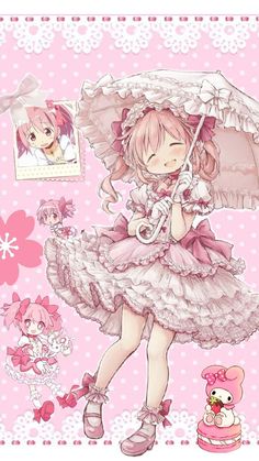 Madoka Magica Wallpaper, Pink Wallpaper Kawaii, Kawaii Cutecore, Cute Core