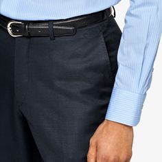 A classic slim fit button-up with a pronounced high widespread collar, this light blue shirt is highlighted by a poplin weave and faint stripe pattern for a bit of understated detail. Khaki Pants Men, Light Blue Shirts, Slim Fit Shirt, Egyptian Cotton, Stripes Pattern, Khaki Pants, Workout Shirts, Button Up, Light Blue