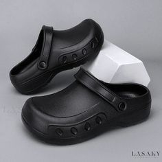 Lasaky - Light-Up Your Day with These Comfortable Shoes Black Slip-resistant Sandals With Round Toe, Black Clogs With Cushioned Footbed And Flat Heel, Black Slip-resistant Flat Sandals, Black Clogs With Cushioned Footbed And Round Toe, Black Slip-resistant Round Toe Sandals, Black Flat Clogs With Cushioned Footbed, Black Closed Toe Slip-resistant Sandals, Casual Black Ankle-high Sandals, Black Low-top Outdoor Clogs