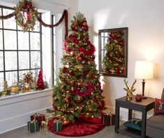 a decorated christmas tree in a living room