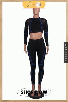 Women Mesh Patchwork Sport Suits 2 Pieces Fitted Black Patchwork Sets, Sports Suit, 1 Million, Mesh, Patchwork