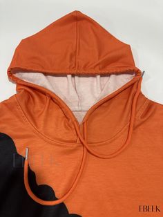 Ebeek - Womens Halloween Pumpkin Print Hoodie: Long-sleeved, Drawstring, and Kangaroo Pocket Sweatshirt - Casual and Trendy. Casual Halloween Sweatshirt With Drawstring Hood, Halloween Cotton Sweatshirt With Adjustable Hood, Cotton Halloween Hoodie With Adjustable Hood, Halloween Fitted Cotton Hoodie, Orange Cotton Hooded Sweatshirt, Fall Care, Pumpkin Print, Pocket Pattern, Print Hoodie