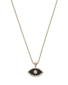 Bloomingdale's Fine Collection Black & White Diamond Evil Eye Necklace in 14K Yellow Gold, 18 - Exclusive Yellow Gold Necklace With Black Diamonds As Gift, Elegant Yellow Gold Necklaces With Black Diamonds, Gold Necklaces With Black Diamonds, Gift Black Necklace With Diamond Eyes, Gift Black Necklaces With Diamond Eyes, Elegant Gold Necklaces With Black Diamonds, Black Necklace With Diamond Accents For Evening, Luxury Gold Necklace With Black Diamonds, Black Necklace With 17 Jewels For Evening