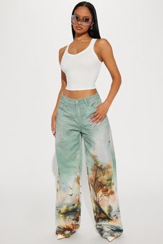 Printed Jeans Women, Jhene Aiko Concert Outfit Winter, Urban Wide Leg Blue Cargo Jeans, Spring Washed Blue Wide Leg Cargo Jeans, Light Wash Wide Leg Denim Cargo Jeans, Wide Leg Washed Blue Cargo Jeans, Jhene Aiko Concert Outfit, Light Wash Wide-leg Denim Cargo Jeans, R B Concert Outfit