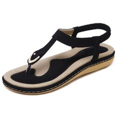 Experience comfort and style with these slip-on sandals, designed to look trendy while giving you the support and feel of beach sandals. Available in assorted colors and sizes, these sandals will have you feeling like you're walking on a cloud. Simply, slip them on and snug your feet in place around the toe clasp for enhanced support allowing you to walk and stand for hours without any strain or imbalance These sandals also feature elastic ankle support for added grip. Highlights: Heel Height: 2 Shoes List, Comfortable Wedges, Sandals Outfit, Beach Flip Flops, Womens Summer Shoes, Fashion Sandals, Womens Sandals Flat, Beach Sandals, Slingback Sandal