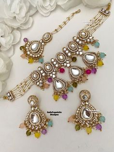 Kundan choker set comes with beautiful lightweight earrings and tikka/multi color/comes as assorted colors/Kundan Polki Necklace/Reception/Wedding/bridal jewelry/ Indian jewelry /Kundan Jewelry All items are shipped from Brampton, Ontario, Canada. If you need your item by a certain day, please reach out to us for express delivery option before placing the order.  Standard shipping/delivery timeline Below are the delivery timeline estimates. We dispatch all orders by the next business day. ---> U Ethnic Jewelry Indian, Kundan Polki Necklace, Colorful Choker, Kundan Choker Set, Brampton Ontario, Jewelry Kundan, Choker Necklace Designs, Indian Bride Outfits, Multicolor Jewelry