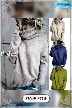 Women's Temperament Commute Fashion Turtleneck Long-sleeved Pullover Knitted Sweater Cozy Long Sleeve Turtleneck For Fall, Cozy Fit High Neck Sweater For Fall, Soft Knit Long Sleeve Turtleneck For Fall, Fall Knit Turtleneck With Long Sleeves, Fall Soft Knit Long Sleeve Turtleneck, Casual Long Sleeve Chunky Knit Turtleneck, Casual Chunky Knit Long Sleeve Turtleneck, Oversized Long Sleeve Turtleneck For Winter, Trendy Long Sleeve Knit Turtleneck