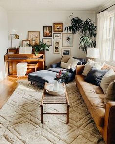 a living room filled with furniture and a piano