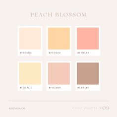 the peach blossom color palette is shown